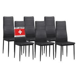 ALBATROS Esszimmerstühle 6er Set Milano, Schwarz - Edles Italienisches Design, Kunstleder-Bezug, bequemer Polsterstuhl - SGS geprüft - Moderner Küchenstuhl, Stuhl Esszimmer Schwarz 6 Stühle