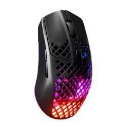 SteelSeries Aerox 3 Wireless - RGB Gaming-Mouse mit Öffnungen in der Oberfläche - Federleichtes, wasserabweisendes Design - Optischer TrueMove Air-Sensor mit 18.000 DPI - Onyx Schwarz