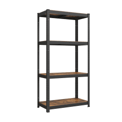 SONGMICS Standregal, Bücherregal, Lagerregal, 4 Ablagen, verstellbar, 40 x 80 x 160 cm, bis 520 kg belastbar, für Küche, Wohnzimmer, vintagebraun-schwarz GLR044B11 1 Vintagebraun + Schwar