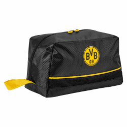 Borussia Dortmund Unisex – Erwachsene BVB Kulturbeutel, Fanartikel in schwarzgelb, schwarz, 27 x 14 x16 cm Single