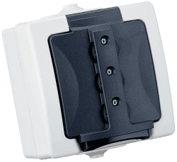 Kopp Nautic Schutzkontakt-Steckdose mit Zahlenschloß, Aufputz Feuchtraum, IP 44, grau, 16A, 250V/AC, 955056015 grau mit Zahlenschloß