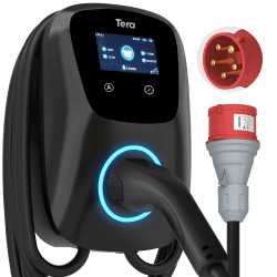 Tera Smart EV Ladegerät Typ 2 Wallbox mit APP 11kW 16A 400V CE&TÜV mit Wlan & Bluetooth 7m Ladekabel mit Ladegerätehalter Heim Wallbox CEE 3-Phasen Stecker für EVs & PHEV W01 Schwarz Schwarz 11KW - CEE 16A 5PIN