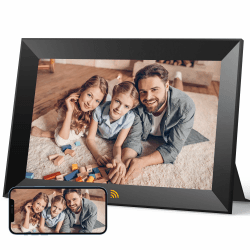 KODAK Digitaler Bilderrahmen WLAN 10.1 Zoll, HD IPS-Touchscreen Elektronischer Bilderrahmen mit 32 GB Speicher, Automatische Bilderdrehung, Teilen von Fotos oder Videos überall über App, Schwarz