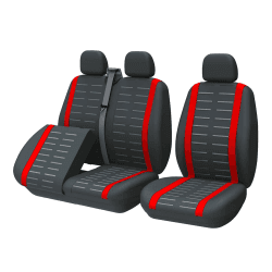TOYOUN Universal Sitzbezüge Auto für Transporter LKW - Kompatibel mit Geteilter Basis Sitzunterseitenstauraum zugänglich, Autositzbezüge 1+2 Sitzbezug Schonbezüge, Rot Rot-Getrennt