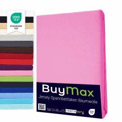 Buymax Spannbettlaken 60x120cm Baumwolle 100% Kinderbett Spannbetttuch Baby Bettlaken Jersey, Matratzenhöhe bis 15 cm, Farbe Altrosa 60x120x15 cm Altrosa 1