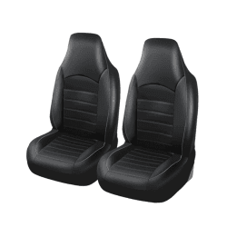 TOYOUN Klassisch Autositzbezüge Vordersitze Highback Sitzbezüge Auto Vordersitze 2er Universal Schonbezüge Auto PU Leder Sitzschoner für Autositz Vorne Schwarz Grau Auto-Zubehör Innenraum Grau Doppelfront