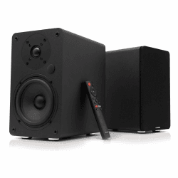 VULKKANO A5 ARC Aktivlautsprecher mit 5.25" Woofer, Bluetooth 5.0, HDMI ARC, Optische, RCA, USB, mit Subwoofer-Ausgang, HiFi Regallautsprecher mit elegantem Design black
