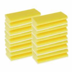 FixedByU XL Reinigungsschwamm kratzfrei aus Viskose mit weichem Vlies, ohne Scheuermittel | großer Schwamm: 15x7x4,5cm handschonende Griffrille | Putzschwamm für Küche, Wohnung, Bad und WC 10x gelb 10er Set Gelb