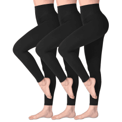 SINOPHANT Leggings Damen High Waist - Blickdicht Leggins mit Bauchkontrolle für Sport Yoga Gym #3er Pack Schwarz/Schwarz/Schwarz S-M