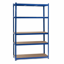Wiltec Schwerlastregal 120x50x204cm, 200kg/Ebene, Steckregal blau, Lastenregal mit 5 Ablagen, Werkstattregal Blau 120 x 50 x 204 cm