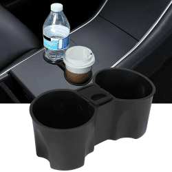 Linkstyle Tesla Model 3 Model Y Mittelkonsole Getränkehalter, Mittelkonsole Getränkehalter Mit Mini-Mülleimer aufbewahren Auto Becherhalter für Tesla Model 3/Y 2024-2021 Interieur Zubehör Black with Mini Trash Can