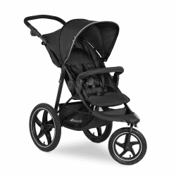 hauck Kinderwagen Runner 2, Dreirad Buggy mit XL Lufträder für Kinder bis 22 kg, UV-Schutz 50+, Belüftungsfenster, Höhenverstellbar, Faltbar, XL Korb bis 3 kg, Liegefunktion (Black) Black Runner 2
