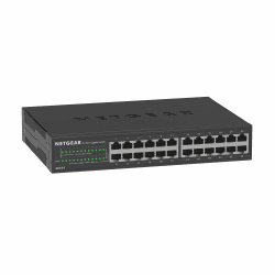 Netgear GS324 Switch 24 Port Switch Gigabit Ethernet LAN Switch (Plug-and-Play Netzwerk Switch, lüfterlos, Switch 19 Zoll Rack-Montage, robustes Metallgehäuse), Schwarz Unmanaged 24-Port