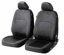 Walser Premium Autositzbezüge Logan mit Reißverschluss Qualitätssieger Sehr Gut* Sitzbezüge Auto, Zipp-IT Schonbezüge, 2 Vordersitzbezüge schwarz/rot 11860 Logan Vordersitze