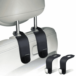 Auto-Kopfstütze Haken, 2 Stück Kunstleder Auto Sitz zurück Lagerung Haken, Universal Auto Interieur Zubehör für hängende Taschen, Kleidung, Handtaschen, Schwarz