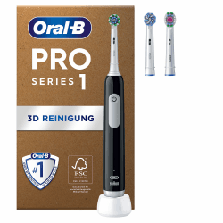 Oral-B Pro Series 1 Plus Edition Elektrische Zahnbürste/Electric Toothbrush, PLUS 3 Aufsteckbürsten, 3 Putzmodi für Zahnpflege, Designed by Braun, black