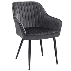SONGMICS Esszimmerstuhl, Sessel, gepolsterter Sitz, mit Armlehnen, Sitzbreite 49 cm, Metallbeine, Bezug aus Samt, Belastung 110 kg, für Wohnzimmer, Schlafzimmer, Grau LDC087G01 1 Grau