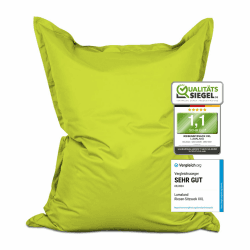 Lumaland Riesen-Sitzsack XXL 140x180 cm | Wasserfestes Indoor & Outdoor Liegekissen mit über 3 Mio. anpassungsfähigen EPS-Perlen | Bean Bag mit waschbarem Bezug & 5 Jahre Qualitätsversprechen [Grün] Indoor & Outdoor XXL Grün (Apfelgrün)