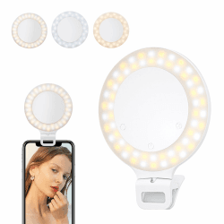 UBeesize Selfie Licht, Handy Licht 3 Lichtmodi Ringlicht Handy USB-Aufladbar Videokonferenz Licht mit Handys, iPads Ringlicht Laptop für Bilder Für Live-Streaming, Vlog XJ51