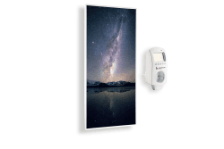 Könighaus Infrarotheizung mit Bild - 1200 Watt + Smart Thermostat & Könighaus APP - Energiesparende Infrarot Wandheizung mit Bildmotiv – TÜV SÜD - Weißer Rahmen (18. Sternenhimmel 2) 1200 Watt 18. Sternenhimmel 2