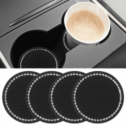 Wantli 4 Stück Auto Getränkehalter Untersetzer, Universal Auto Getränkehalter Einsatz, Silikon Getränkehalter Auto Untersetze, Anti-Rutsch Auto Untersetzer Für Kaffeebecher, Autozubehör S2