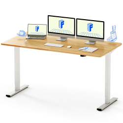 FLEXISPOT Höhenverstellbarer Schreibtisch Basic 160x80cm - Einteilige Tischplatte - Ergonomisches Sitz-Stehpult mit einfacher Bedienung (Ahorn, Weißes Gestell) 160 x 80 cm Ahorn+weiß Gestell