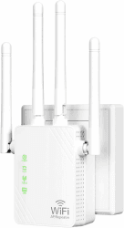 WLAN-Extender-Signalverstärker für bis zu 5.000 m² und 55 Geräte, Verstärker mit großer Reichweite und Ethernet-Anschluss, Zugangspunkt, 1-Tasten-Einrichtung, Alexa-kompatibel Weiß