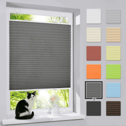bobodeco Plissee ohne Bohren Klemmfix Faltrollo Jalousie Anthrazit 80x100cm (BxH), Plisseerollo Sichtschutz und Sonnenschutz Blickdicht Easyfix lichtdurchlässig Rollo für Fenster & Tür B80 x H100 cm Anthrazit