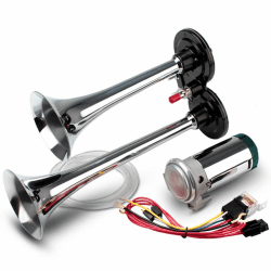 LKW Hupe 12v Luft Horn Auto Air Horn Kit Drucklufthorn mit Kompressor Chrom Zink Dual Trompete 150DB Super laut Doppelrohr Elektrische Luft Horn FARBIN (12V, Doppelrohr Luft horn) Schwarzes Einzelrohr Luft horn neu 12V