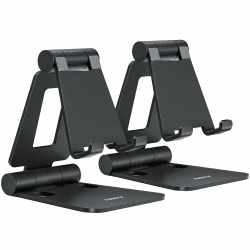 NULAXY 2 Stück Faltbarer Handy Ständer Verstellbar Handy Halterung Halter für Schreibtisch Kompatibel mit iPhone 16 15 14 13 12 11 Pro Xs Xs Max Xr X 8, Huawei, Galaxy, alle Handys, Schwarz & Schwarz C-Schwarz & Schwarz