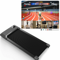 Superun Raceable Walking Pad – Laufband für Zuhause 2.5 PS mit App und Fernbedienung – Laufband Schreibtisch max 136 kg mit Multi-Runner-Rennen Grau-90