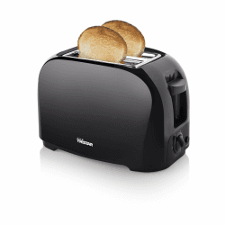 Tristar BR-1025 Toaster, 6 einstellbare Bräunungsstufen, mit Brötchenaufsatz und herausnehmbarem Krümelfach Schwarz Single
