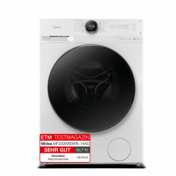 Midea MF200W80WB-14AS Waschmaschine/8KG /Energieeffizienzklasse A/Mengenautomatik/Steam Care/Nachlegefunktion / 1400 U/min/Zeitsparen - Turbo Wash/nur 48 cm tief/APP-Steuerung, AquaStop, Weiß 8KG Series 200 Plus