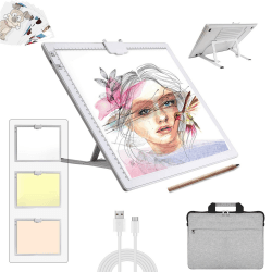 elice A3 Leuchttisch mit Tasche,kabellos batteriebetrieben Leuchtkasten 3 Farben dimmbar und 6 Helligkeitsstufen Leuchttafel zum Nachzeichnen,wiederaufladbare Leuchtplatte für Diamantmalerei,Skizzie A3 mit Tragetasche (Weiss)