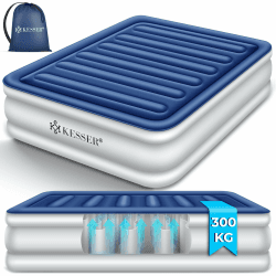KESSER® Aufblasbare Matratze Luftbett Selbstaufblasend Gästebett mit eingebauter elektrischer Pumpe, Luftmatratze für Camping oder Heimgebrauch Mit Tasche, geeignet für 2 Person - 203 x 152,5 x 51cm Doppel Blau / Weiß