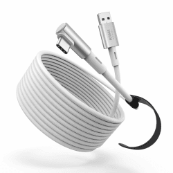 KIWI design Link Kabel 5M Kompatibel mit Meta Quest 3S/Quest 3 Zubehör, Quest 2/Pro/Pico 4 PC Steam VR, USB 3.0 Link Kabel mit 5Gbps Super Speed (Weiß) 5 Meter Weiß