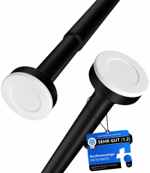 MEISENBERG Gardinenstange zum Klemmen 90-160cm - Duschstange ohne Bohren - Vorhangstange - Schwarz - Teleskopstange - 1Stück 90-160cm [1Stück] Schwarz