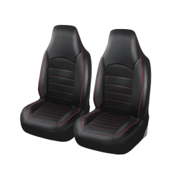 TOYOUN Klassisch Autositzbezüge Vordersitze Highback Sitzbezüge 2er Universal Schonbezüge PU Leder Sitzschoner für Autositz Vorne Schwarz Rot Auto- Zubehör Innenraum Rot Doppelfront