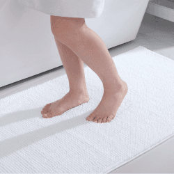 Homaxy Chenille Badezimmerteppich rutschfeste Badematte Waschbar Badteppich Weich Badvorleger Saugfähige Duschvorleger für Badezimmer - 60x120 cm, Weiß 60x120 cm Weiß