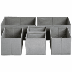 Amazon Basics Schubladen-Organizer/Ordnungssystem für Kleidung - Faltbar für Garderobe Schlafzimmer oder Küche, 6 Stück, Grau
