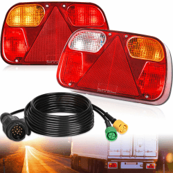 Warmfay Anhänger Rückleuchten, 12V Universal Rückleuchten Set Anhänger 13 Polig Stecker 5M Kabelsatz, PKW LKW Anhänger Beleuchtung mit E11-Zertifiziert für Straßenverkehr Zugelassen Anhänger Rückleuchten Set