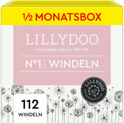 LILLYDOO hautfreundliche Windeln Größe 1 (2-5 kg), Halbmonatsbox (112 Windeln) Größe 1 (112 Stück)