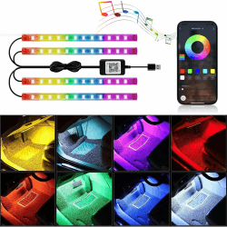 Auto LED Innenbeleuchtung, RGBIC Ambientebeleuchtung Auto mit 10 Musikmodi, 200+ Szenenoptionen und 16 Millionen Farben, APP-Steuerung LED-Lichter für Auto,Geschenke für Männer Frauen APP Control