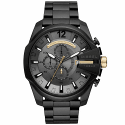 Diesel Chief Series Herrenuhr, Chronographenwerk mit Silikon-, Edelstahl- oder Lederarmband 51MM Schwarz und Grau