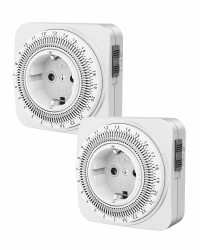DEWENWILS Mechanische Zeitschaltuhr Steckdose, Schaltuhr Steckdose Zeitschaltuhren, 24 Stunden Mini Zeitschaltuhr mit 96 Segmente, Zeitschaltuhr Analog für Kaffeemaschine, 2 Packs, Timer Weiß
