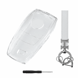 Autoschlüssel Hülle Kompatibel mit MB E Klasse TPU Transparente Schlüsselhülle Cover für C Klasse C260L GLC A200 S Klasse Schlüsselschutz Schlüsselcover mit Schlüsselanhänger