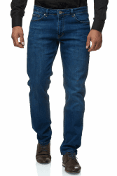 JEEL Herren-Jeans - Regular-Fit Straight-Cut - Stretch - Jeans-Hose Basic Washed 32W / 32L 03-blau