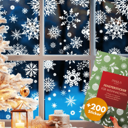 200 Fensterbilder Weihnachten Schneeflocken - Weihnachtsdeko Fenster Selbstklebend - Wiederverwendbare Fenster Aufkleber - Weihnachten Fenster Deko - Fensterbilder Weihnachten