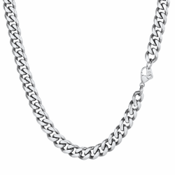 PROSTEEL Herren Halskette Klassische Panzerkette 3/6/9/12mm breit kubanische Gliederkette Herren Hip-Hop Kette Cuban Chain Necklace für Männer Jungen Edelstahl/18k vergoldet 36/46/51/55/61/66/71/76cm Silber-9mm 46.0 Zentimeter