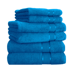 Mixibaby Handtuch 6er Set 2X Duschtuch 2X Handtuch 2X Gästetuch 100% Baumwolle Frottee, Farbe:Blau